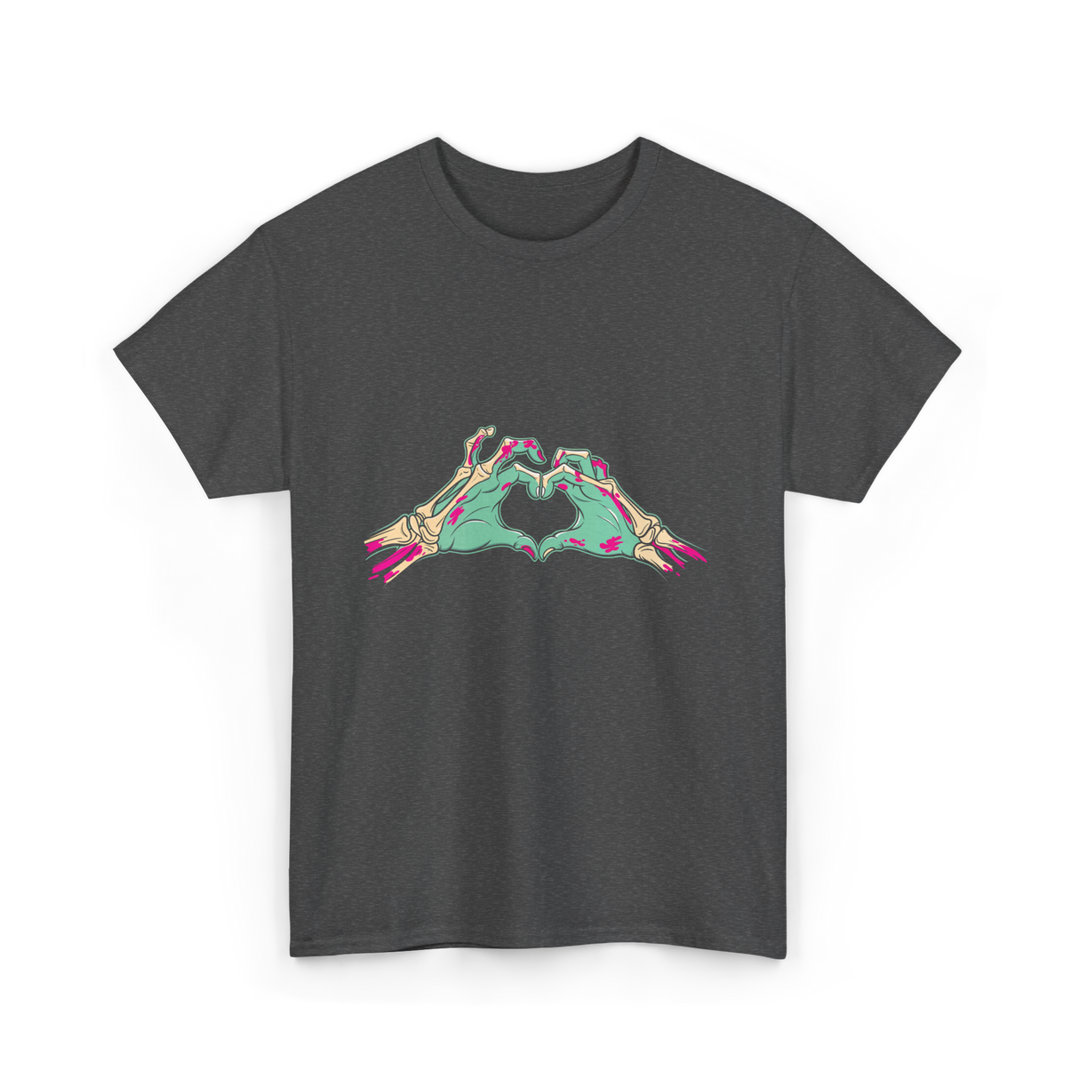 Zombie Hands Heart Horror T-Shirt - Dark Heather