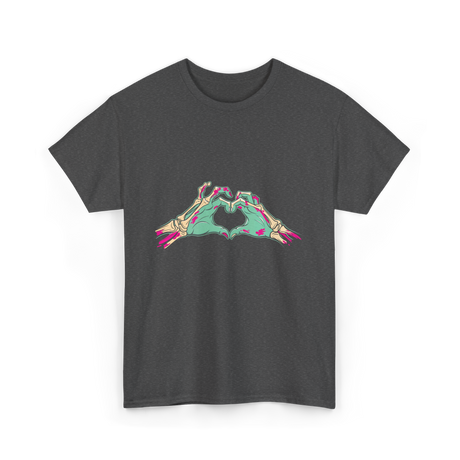 Zombie Hands Heart Horror T-Shirt - Dark Heather