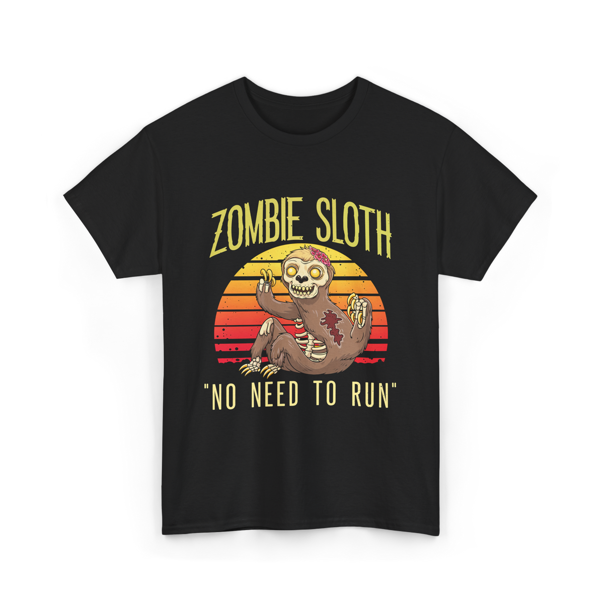 Zombie Sloth No Need Animal T-Shirt - Black