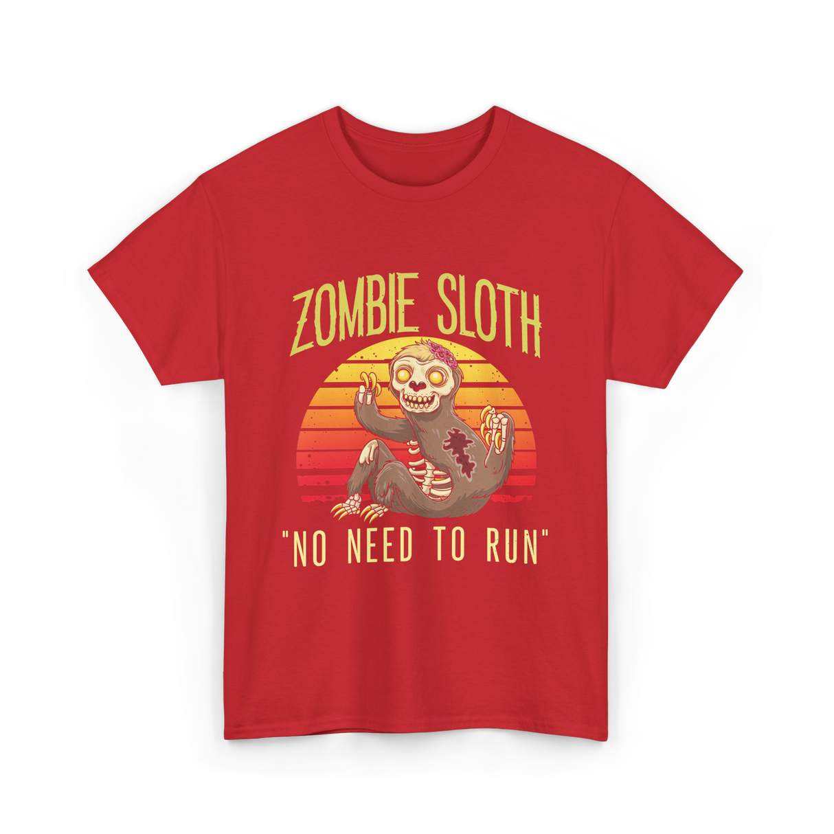 Zombie Sloth No Need Animal T-Shirt - Red