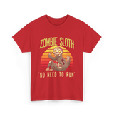 Zombie Sloth No Need Animal T-Shirt - Red