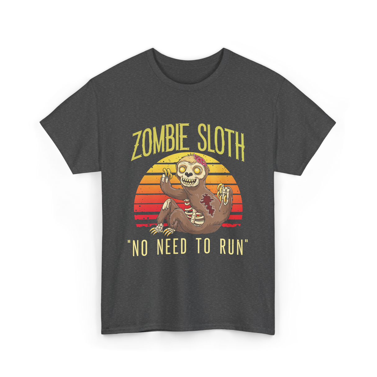 Zombie Sloth No Need Animal T-Shirt - Dark Heather