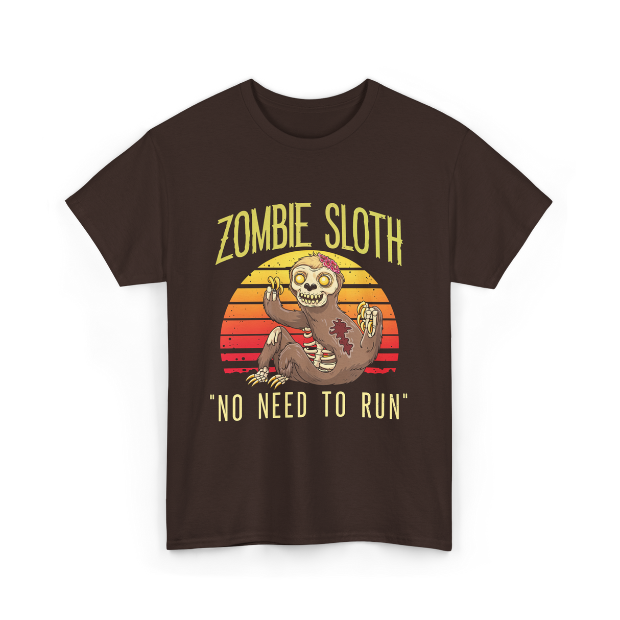 Zombie Sloth No Need Animal T-Shirt - Dark Chocolate