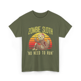 Zombie Sloth No Need Animal T-Shirt - Military Green