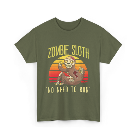 Zombie Sloth No Need Animal T-Shirt - Military Green