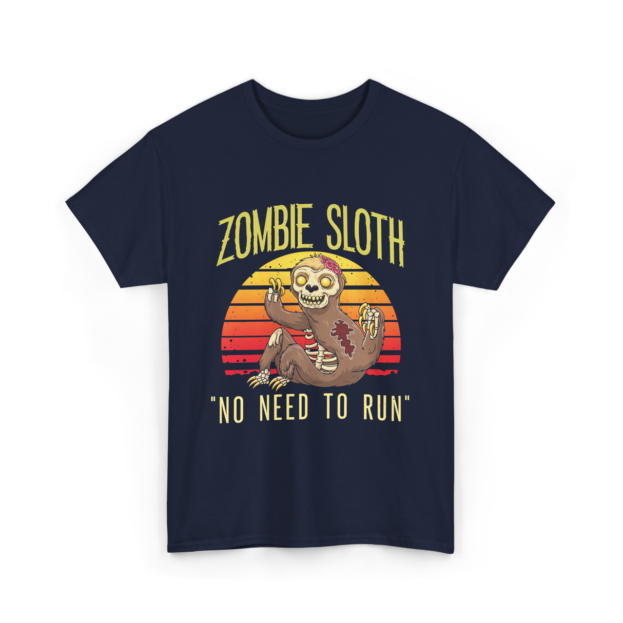 Zombie Sloth No Need Animal T-Shirt - Navy