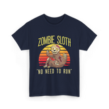 Zombie Sloth No Need Animal T-Shirt - Navy