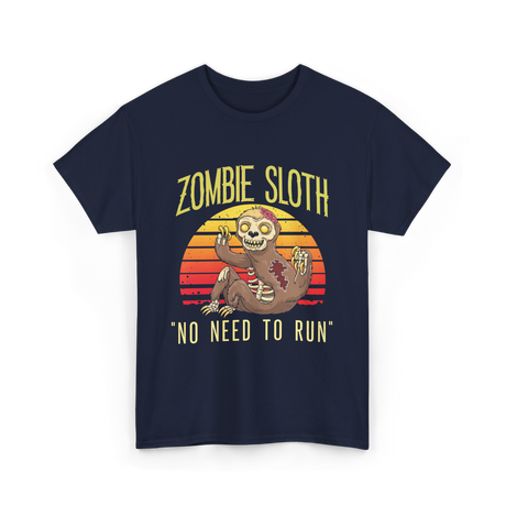 Zombie Sloth No Need Animal T-Shirt - Navy