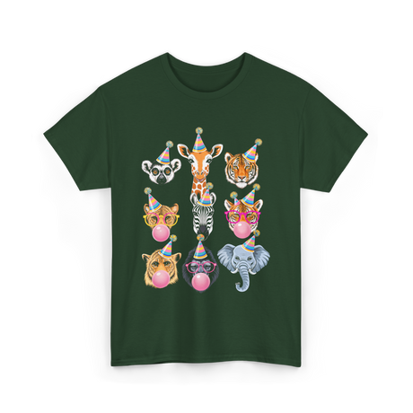 Zoo Animals Party Animals T-Shirt - Forest Green