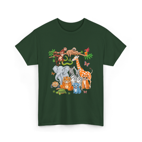 Zoo Animals Wildlife Animals T-Shirt - Forest Green