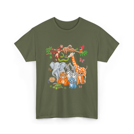 Zoo Animals Wildlife Animals T-Shirt - Military Green