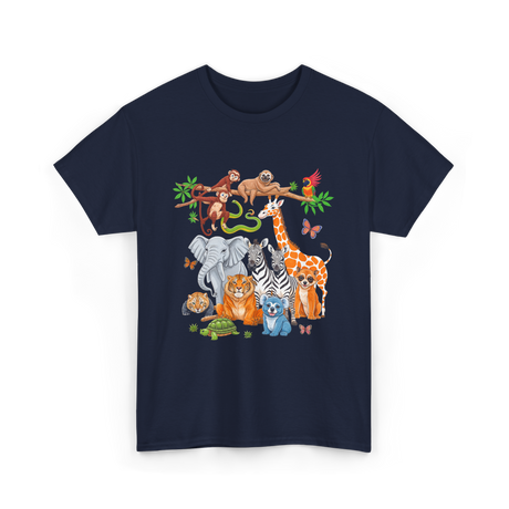 Zoo Animals Wildlife Animals T-Shirt - Navy